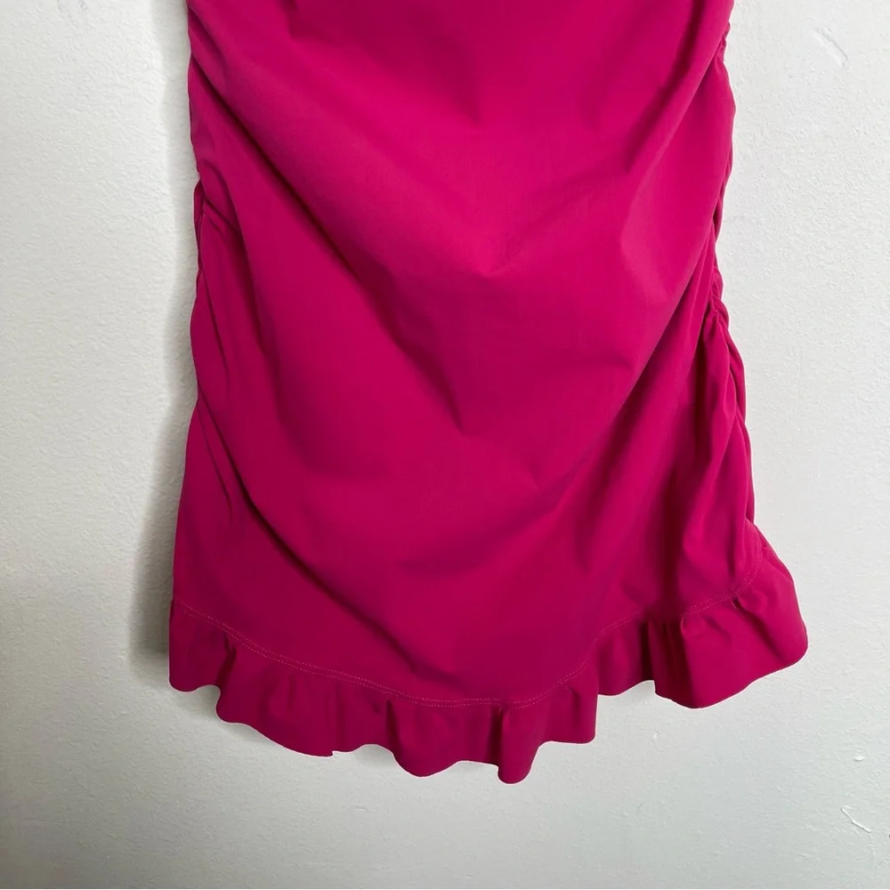 SPANX Love Your Assets Ruffle Halter Swim Dress in Sunset Pink Size S NWT Barbie - Picture 8 of 16